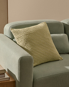 Чехол на подушку Lunira с зеленой вафельной структурой 50 x 50 см