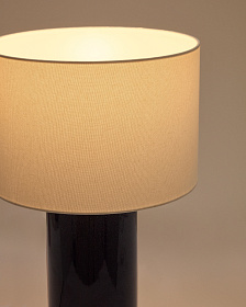 Toneric Настольная лампа керамическая с синей отделкой, хлопковым абажуром