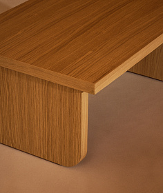 Oaq Журнальный столик из дубового шпона с натуральной отделкой 82 x 60 см