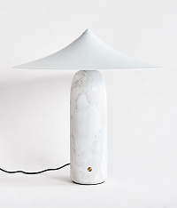 Настольная лампа Kine белый мрамор - белый металлический абажур