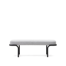 Compo Скамья из серой ткани и черного металла 130 см