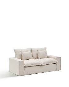 Двухместный диван Anarela из бежевого льна и вискозы со съемным чехлом, 220 см