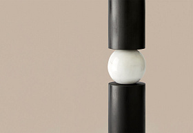 Настольная лампа Alda золотой металл/черное дерево/белый мрамор + белый абажур 801011/35