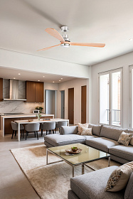 Потолочный вентилятор LANTAU XL Ш1680 DC матовый никель/сосна 3P PINO 15W TUYA