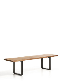 Скамейка Uxue из массива акации с черными стальными ножками, 180 x 45 см