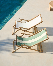 Vilara Складной шезлонг для улицы в полоску зеленого и бежевого цвета