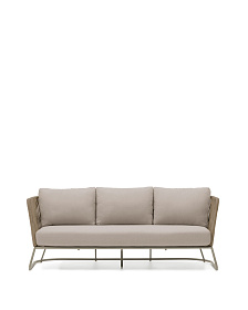 Трехместный уличный диван Saconca из бежевой веревки и стали, 189 см