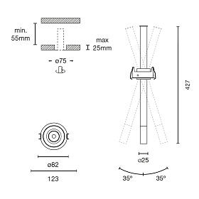 IZAR Встраиваемый светильник черный 15є 2700K TRIAC