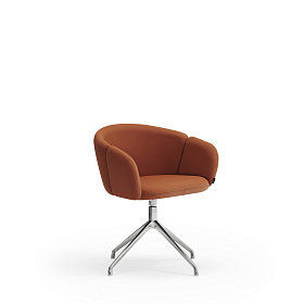 Поворотный стул Add хром/терракотовый с подлокотниками