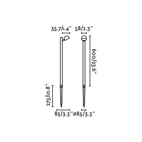 BROT 600 Светильник с черным колом LED 7W 2700K