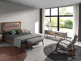 Кресло-качалка 5106/WD972 из серой ткани