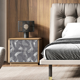 Прикроватная тумбочка Altea шпон ореха F, темно-серый матовый лак