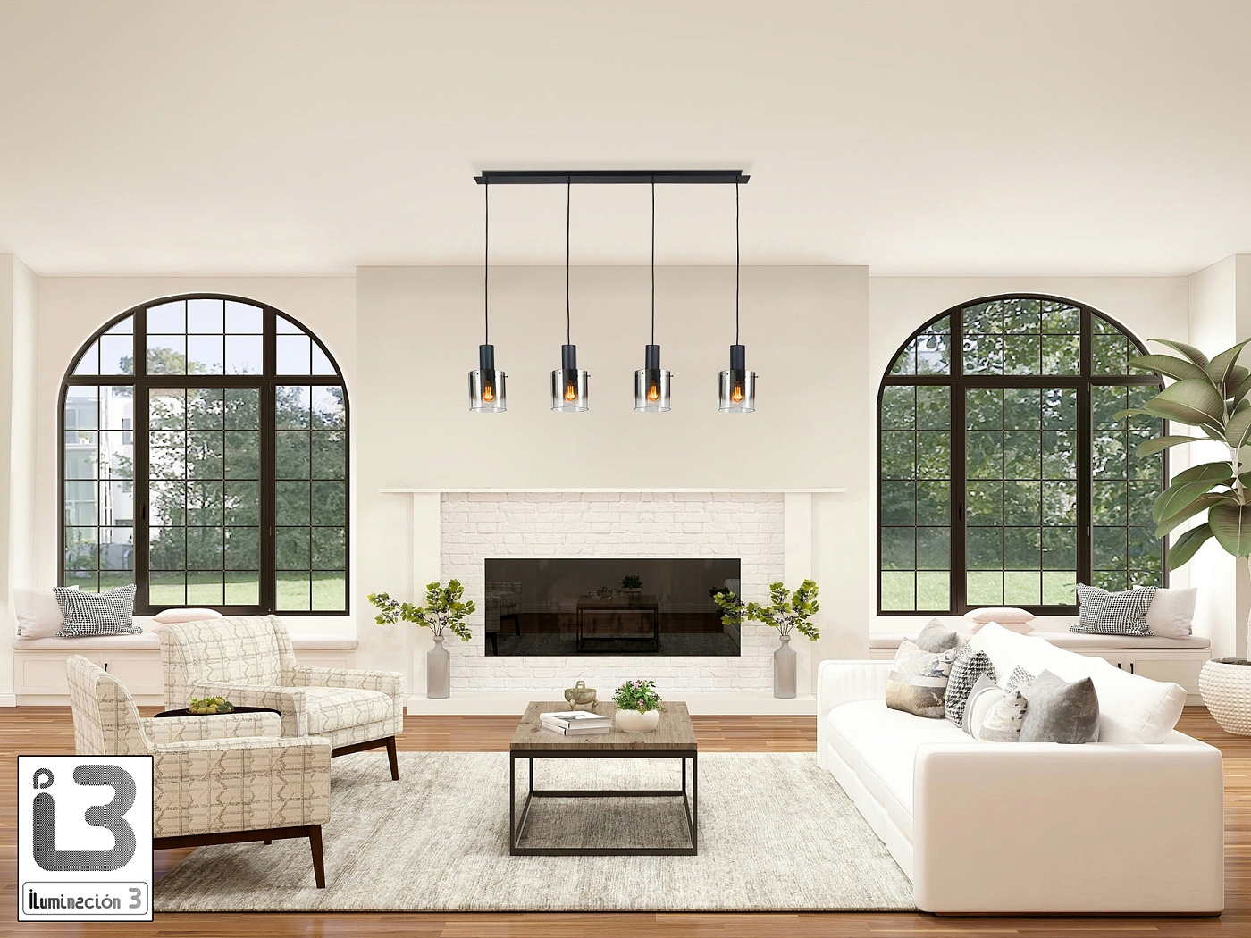 Люстра Venize 4L черный/дымчатый