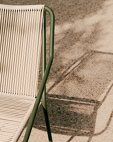 Садовое кресло Zivia из веревки цвета экрю и оцинкованной стали зеленого цвета