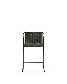 Полубарный стул Maurina из зелёной оцинкованной стали и зелёного шнура 64,5 см