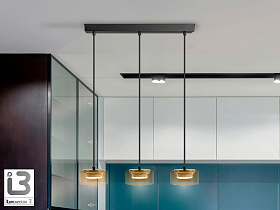 Olaia Подвесной светильник 3L черный/янтарный