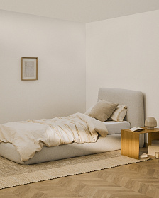 Кровать Martina со съемным чехлом из шенилла цвета экрю 90 x 200