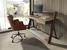 Письменный стол MQ1903DK /3216 из орехового дерева и черной стали