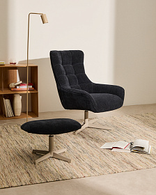 Teryl Пуф из шенилла синего цвета с серым металлом