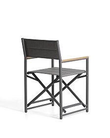 Складной уличный стул Tisno из графитового алюминия и серого текстиля