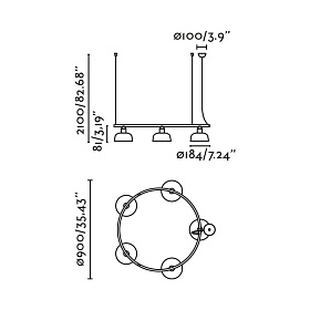 Люстра круглая TATAWIN S черная 5xE27