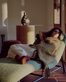 Кушетка Osla из зеленого шенилла с ножками из матовой нержавеющей стали, 175 см