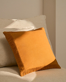 Чехол для подушки Luadia из оранжевого хлопка с плиссировкой, 50 x 50 см