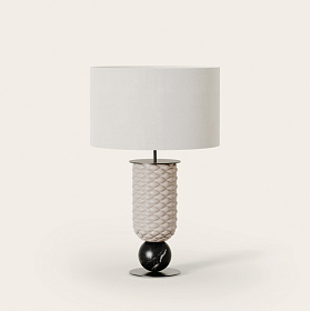 Настольная лампа Olas никель металл/черный мрамор с абажуром 801011/41