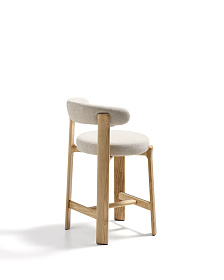 Полубарный стул Granite из бежевого шенилла и ясеня с натуральной отделкой 65 см