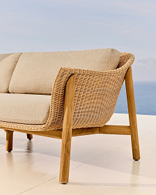 3-местный диван Galea из тикового дерева и синтетического ротанга, 223 см