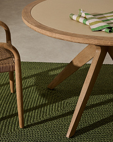 Julieta Уличный стол из полицемента и массива акации Ø 120 см