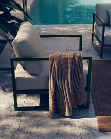 Comova Уличное кресло из алюминия светло-серое с зеленым алюминиевым каркасом