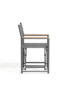 Складной уличный стул Tisno из графитового алюминия и серого текстиля