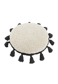 Подушка бежевая с черными кисточками 48d