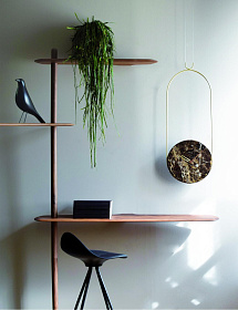 Часы настенные Colgante мрамор Emperador - латунный металл