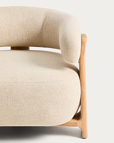 Уличное кресло Granite бежевое с ножками из тикового дерева