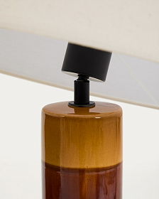 Торшер Mavran из коричневой керамики с хлопковым абажуром