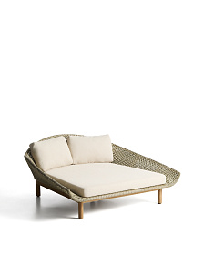 Уличная кровать Olbia из искусственного ротанга и массива тикового дерева