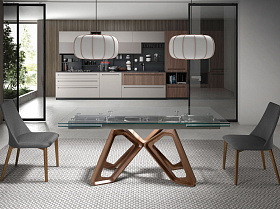 Раздвижной обеденный стол 1122/MC22078DT из закаленного стекла 160/200/240 х 90