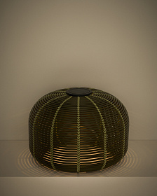 Уличный светильник Garoina из зеленого искусственного ротанга Ø50 см