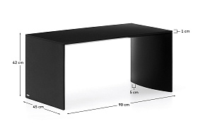 Черный лакированный журнальный столик Litto из МДФ, 90 x 45 см