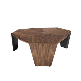 Ассиметричный журнальный столик 2136/MH2302A из ореха и черного ПВХ