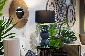 Настольная лампа Metric ручной росписи, латунный металл, черный абажур 801021/41