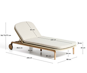 Шезлонг Alipa из массива акации и веревки цвета экрю