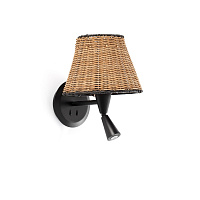 Настенный светильник с ридером Sumba ротанг/черный