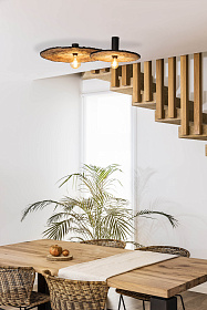 Настенный/потолочный светильник Costas 600 H70 черный/из ротанга