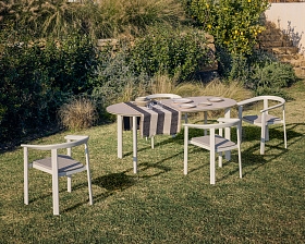 Уличный стол Erice из алюминия и закаленного стекла цвета экрю, 180 x 90 см