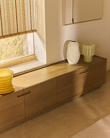 Тумба под ТВ Arelida из дубового шпона и массива дуба светло-коричневаф, 200 x 44 см