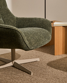 Teryl Кресло из шенилла зеленого цвета с серым металлом