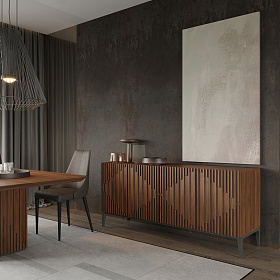 Сервант MENORCA шпон ореха F (V36F), темно-серый матовый лак (P21)